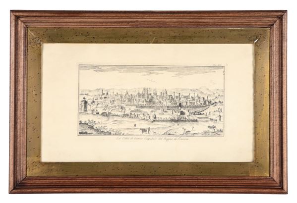 Antique engraving on paper "View of Paris"