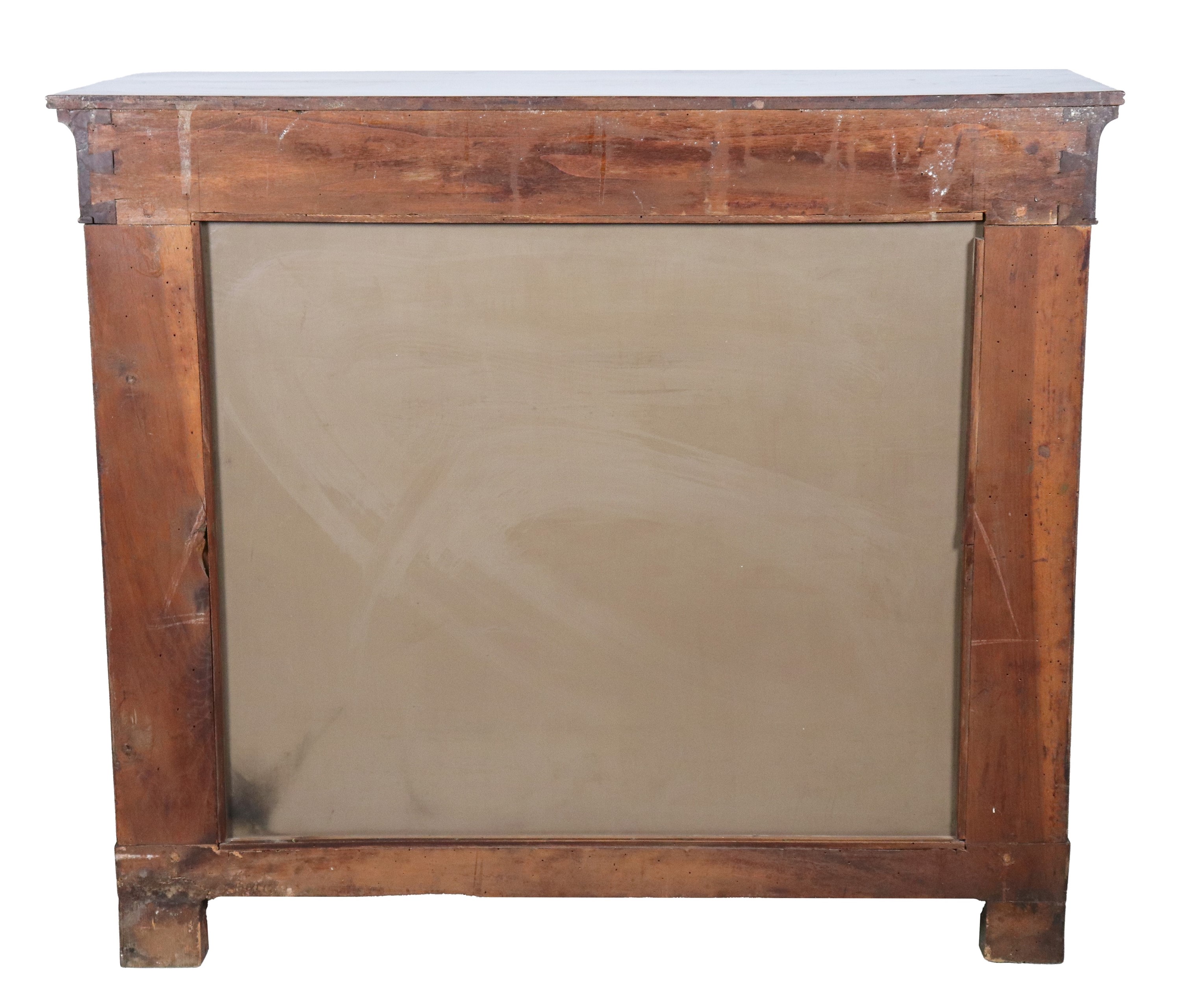 Consolle toscana Impero in mogano, a forma rettangolare con tiretto centrale, due gambe sagomate ...