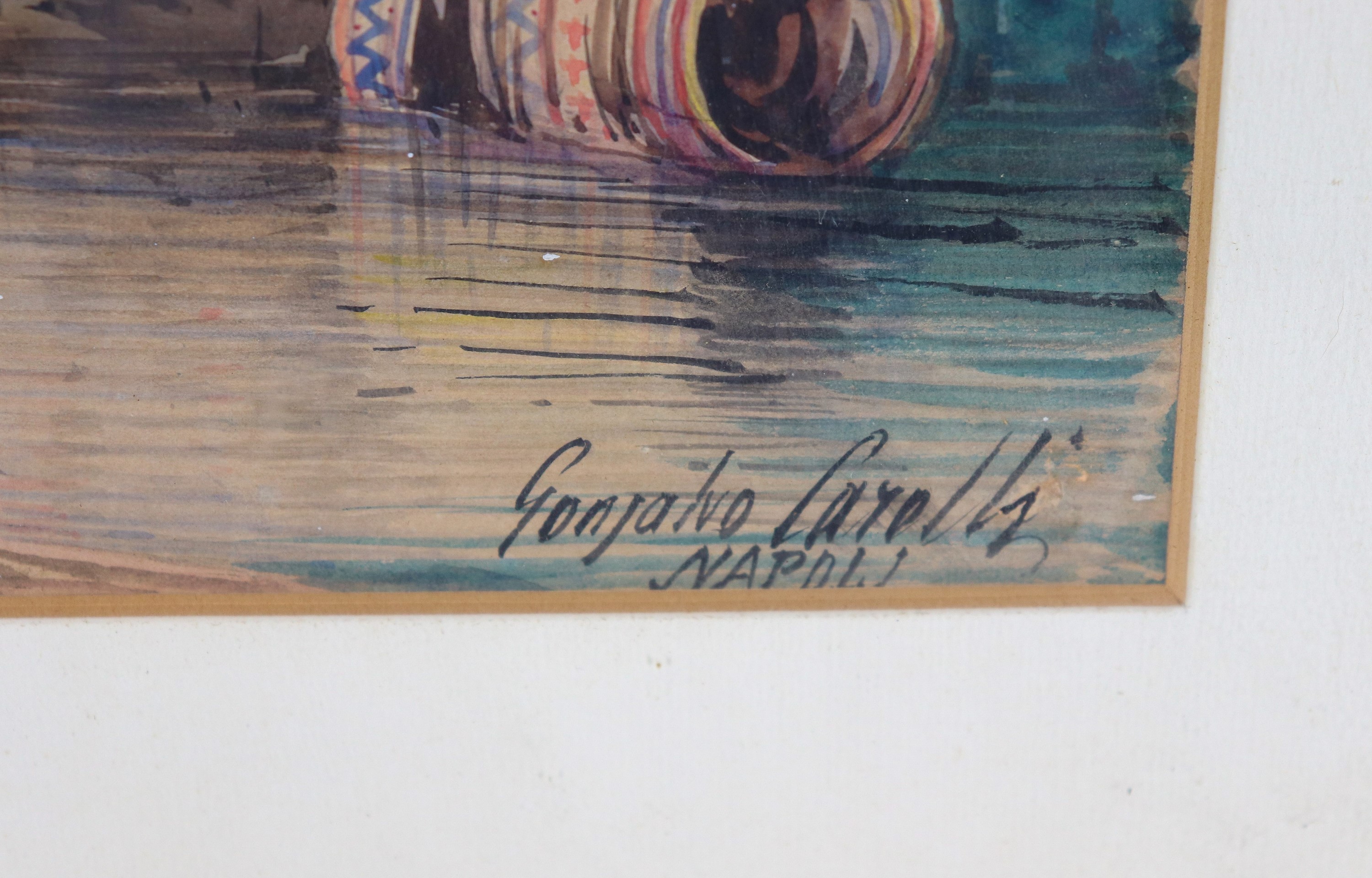 Firmato e datato sul retro 1885. "Innocenza e Fedeltà", luminoso acquarello su carta