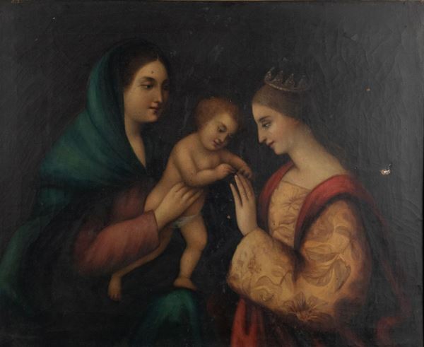 Pittore Italiano XIX Secolo - &quot;The mystical marriage of Saint Catherine&quot;