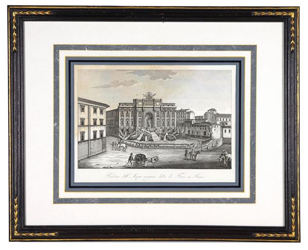 "Fontana dell'Acqua Vergine", ancient engraving on paper