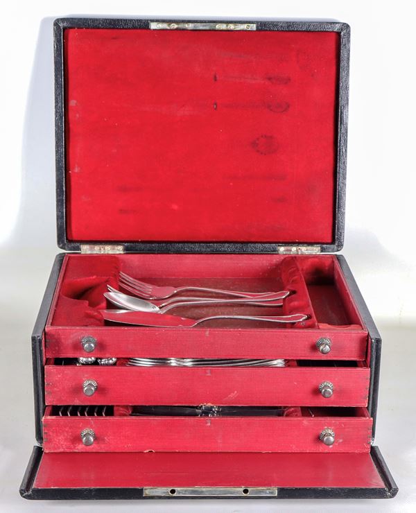 Christofle silver metal French cutlery set (75 pcs)