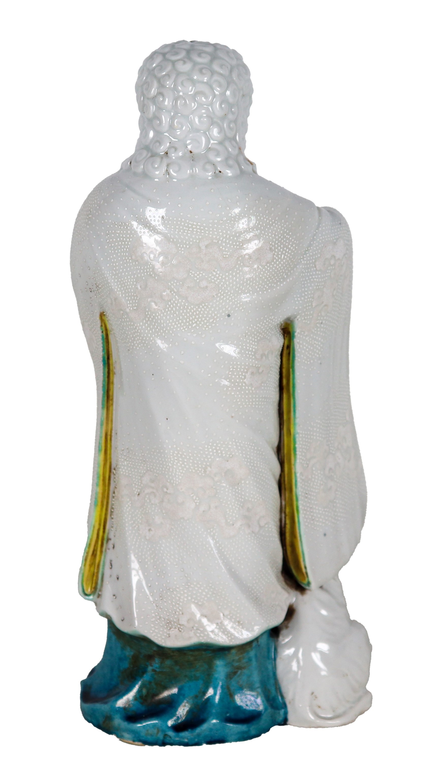 "Santone con caprone", scultura in porcellana policroma smaltata