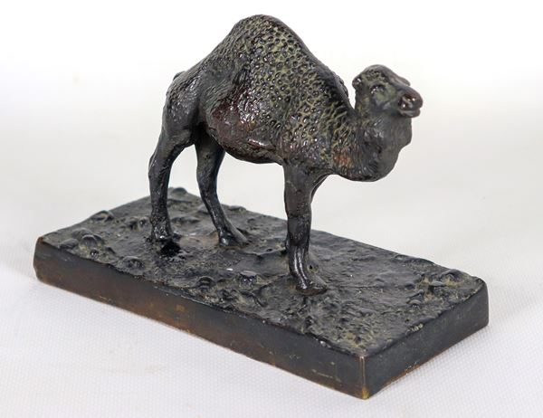 "Ddromedary", ancient small bronze sculpture. Signed and dated 1845