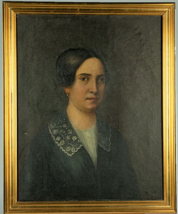 Pittore Italiano XIX Secolo - &quot;Ritratto di signora&quot;