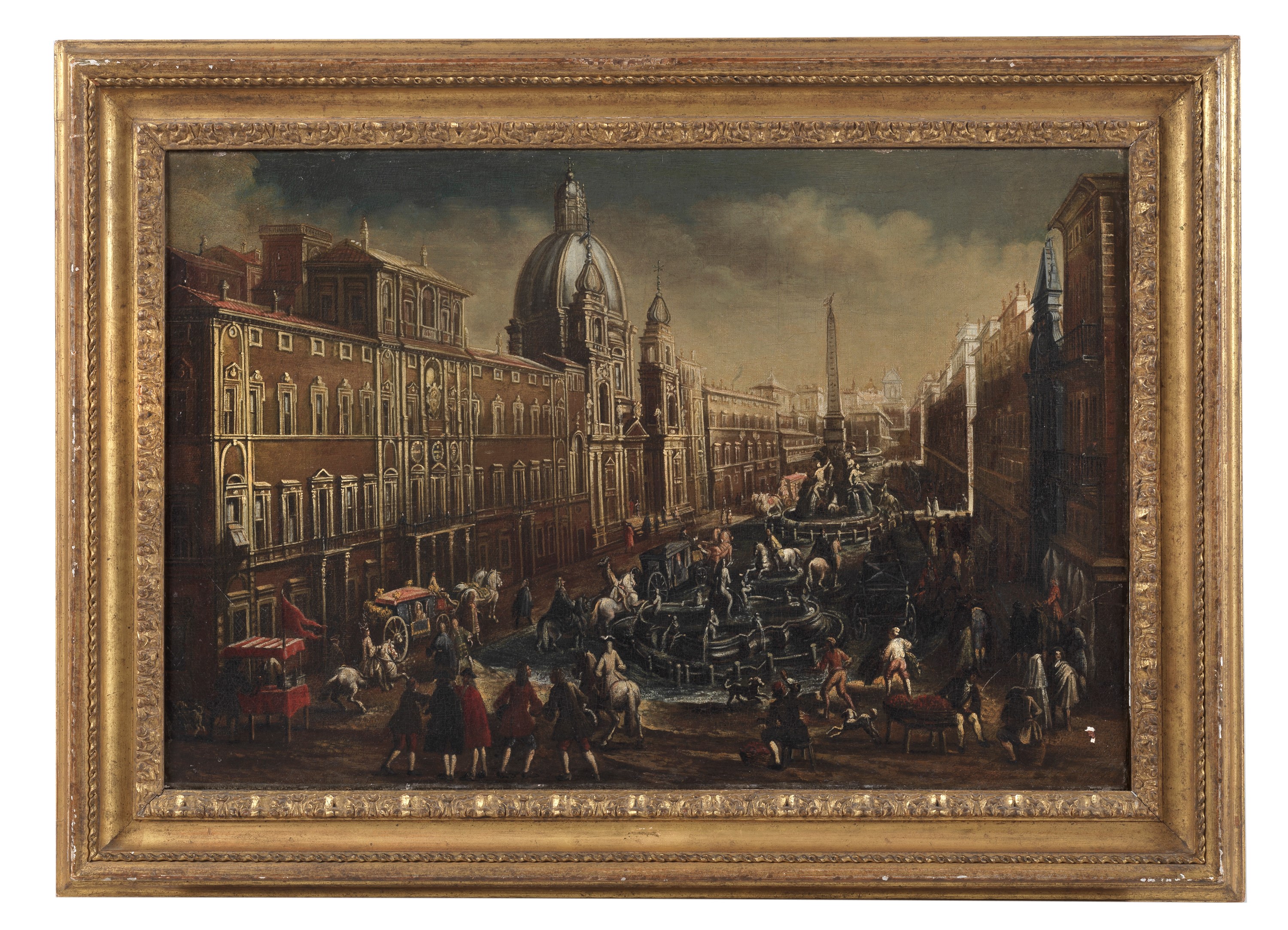 "Il mercato a Piazza Navona", dipinto ad olio su tela