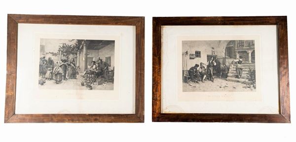 Pair of Photolithographs &quot;Popular Scenes&quot;