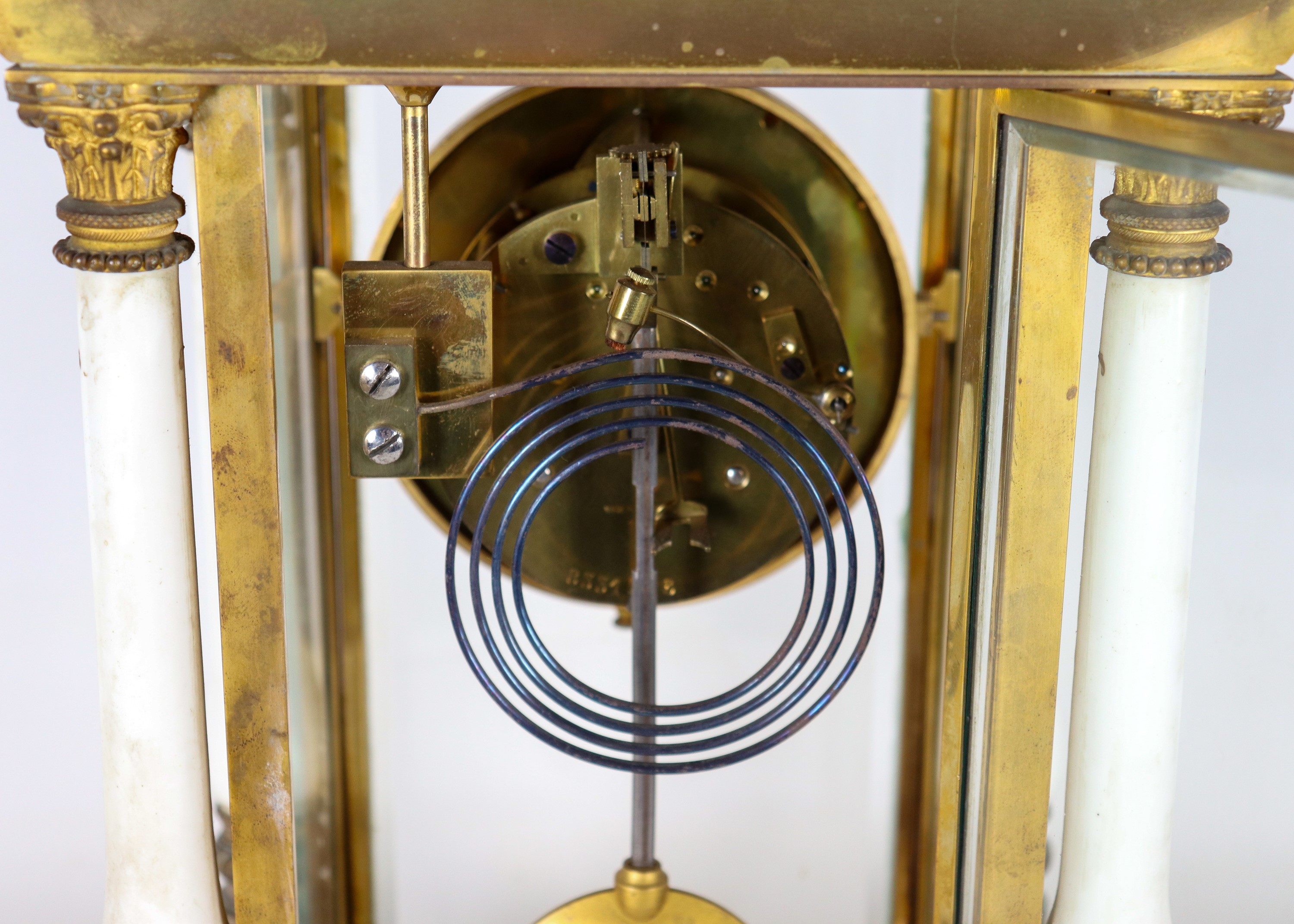 Antico orologio da tavolo Janetti Padre e Figli (Firenze 1866-1890), a forma architettonica in br...