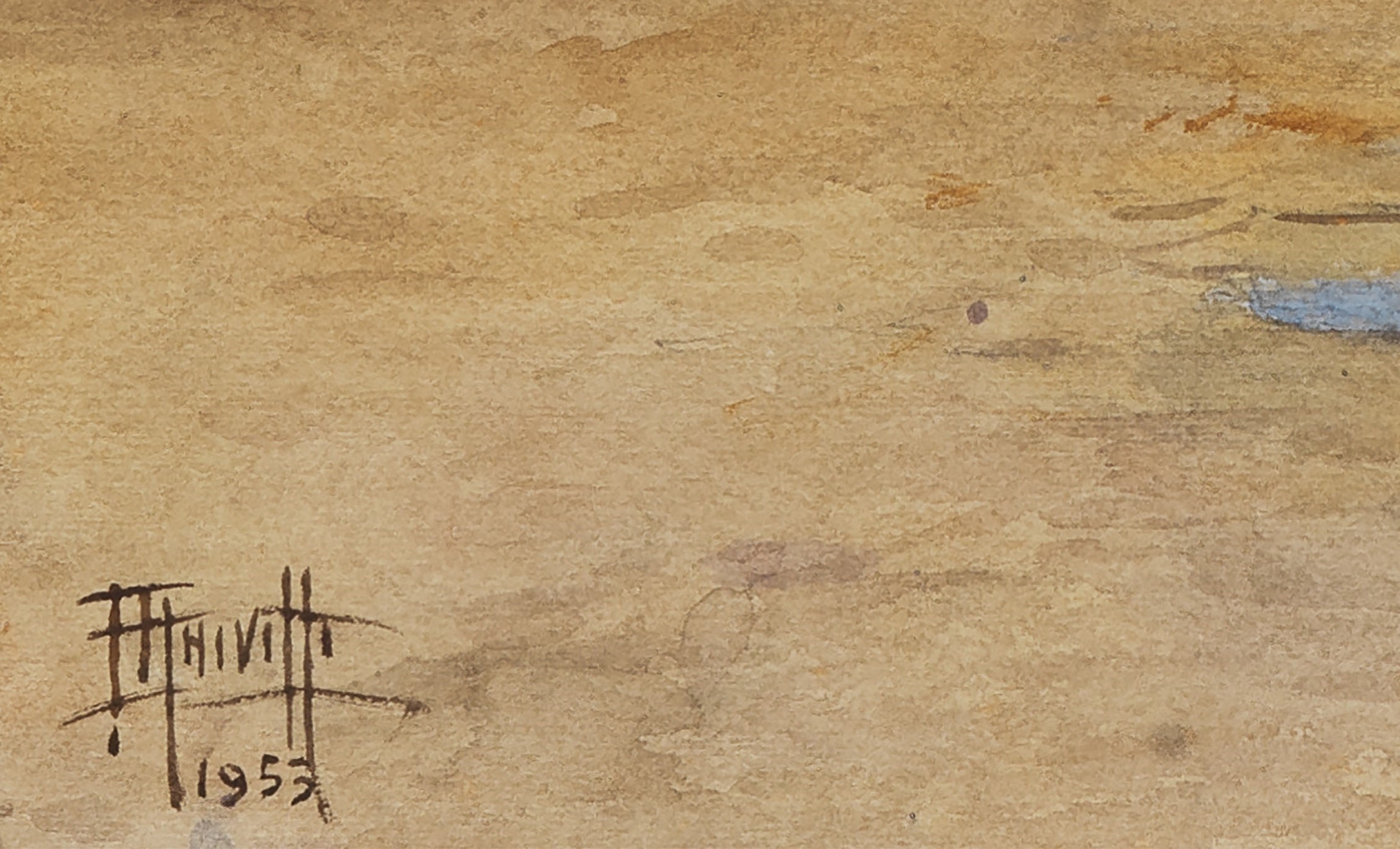 Firmato e datato 1953. "Terrazza a Villa d'Este a Tivoli", luminoso acquarello su carta, cornice ...