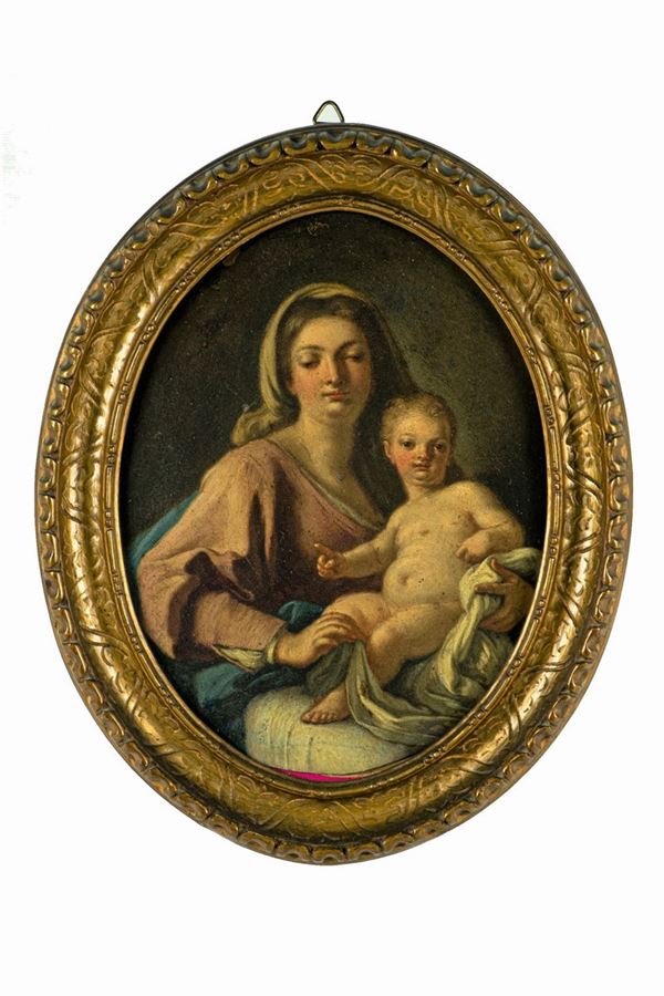 Pittore Napoletano Inizio XVIII Secolo - &quot;Madonna con Bambino&quot;