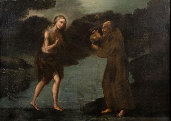 Pittore Italiano Fine XVII Secolo - &quot;L&#39;apparizione di Ges&#249; al frate&quot;