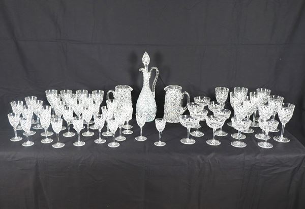 Set of diamond-cut crystal goblet glasses (53 pcs.)