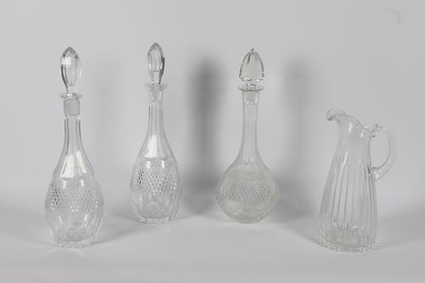 Crystal lot of: 3 bottles and 1 jug (4 pcs.)