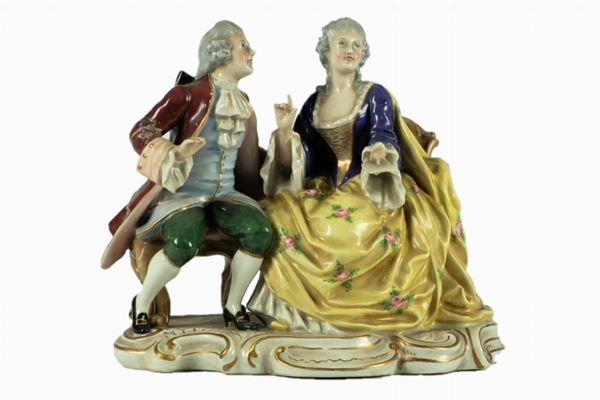Porcelain group &quot;Gallant scene between lady and knight&quot;