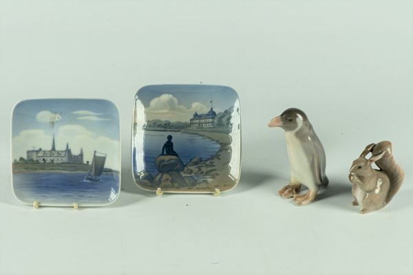 Royal Copenhagen polychrome porcelain lot