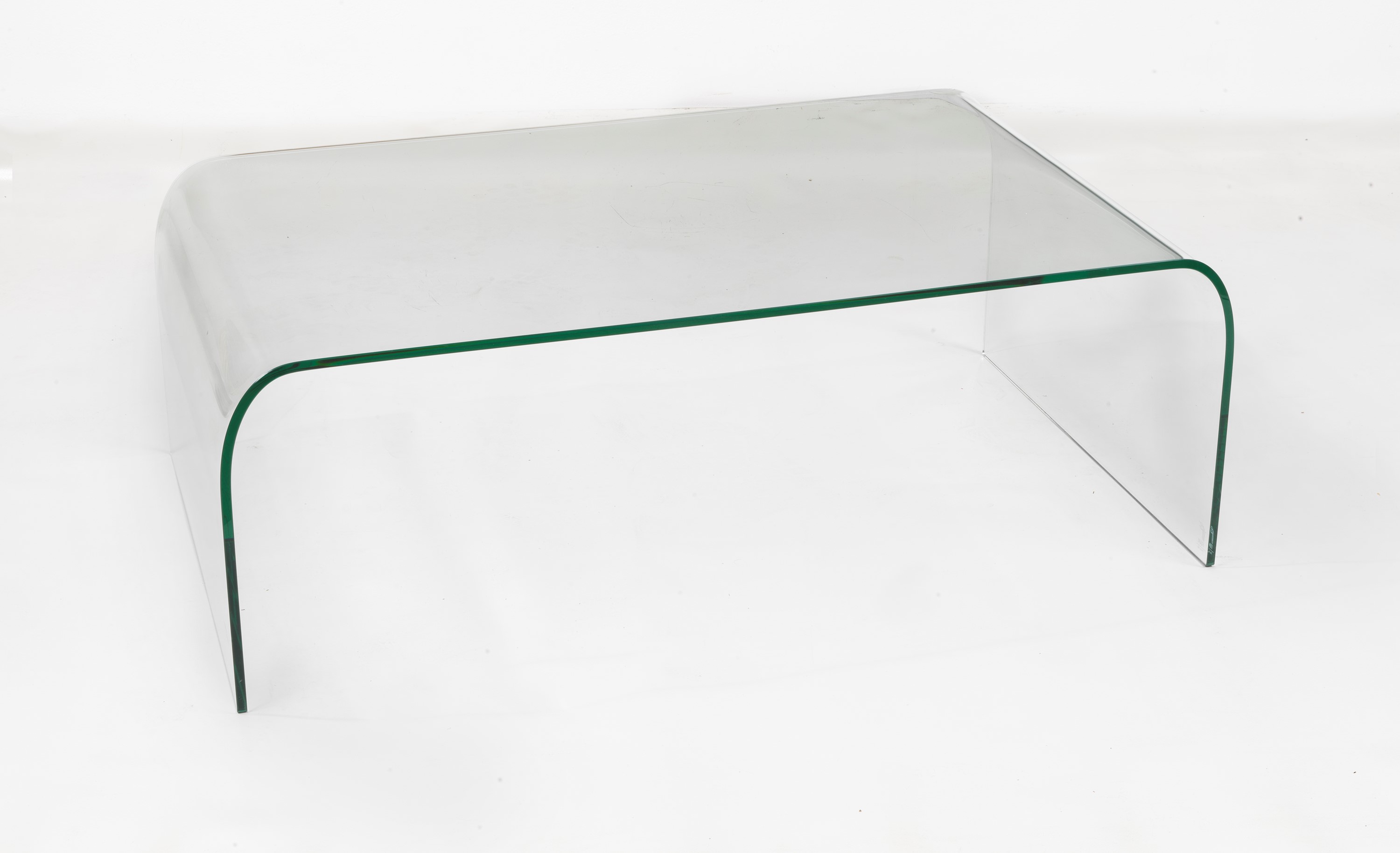 Tavolo da salotto in vetro curvato a ponte, marcato FIAM ITALY - Pesaro su disegno del designer V...