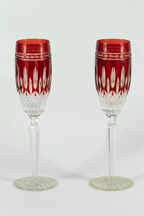 Pair of Bohemian crystal glasses