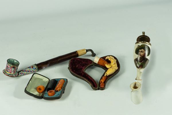 Three pipes and a mouthpiece  - Auction Online Timed Auction - Gelardini Aste Casa d'Aste Roma