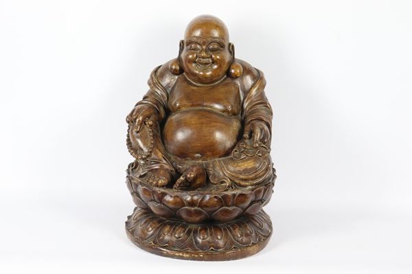 "Buddha", scultura orientale in terracotta patinata