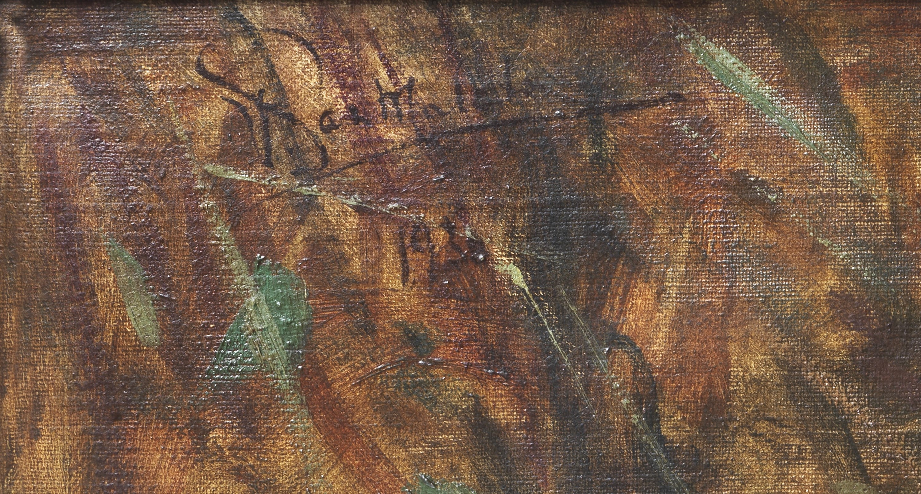 Firmato e datato 1930. "Ragazza che gioca con le bolle di sapone", dipinto ad olio su tela di ott...