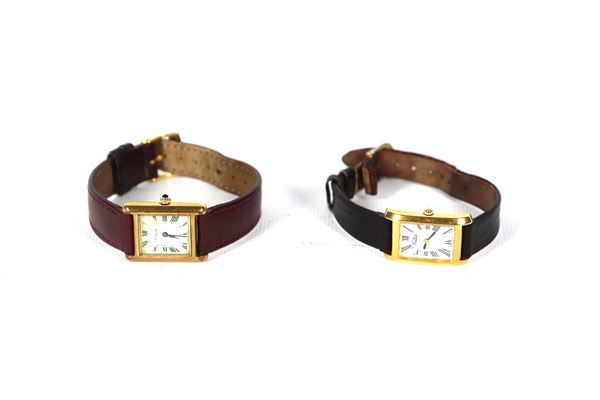 Lot of two &quot;Trucchi Napoli&quot; women&#39;s watches, with gold-plated steel cases and white enamel dials with Roman numerals. Not working, to be overhauled