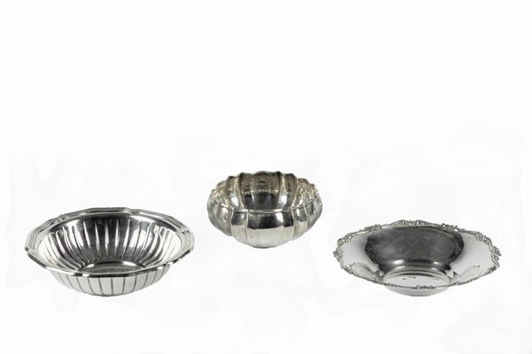 Three silver bonbon holders