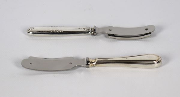 Lot of two truffle slicers with silver-plated handles