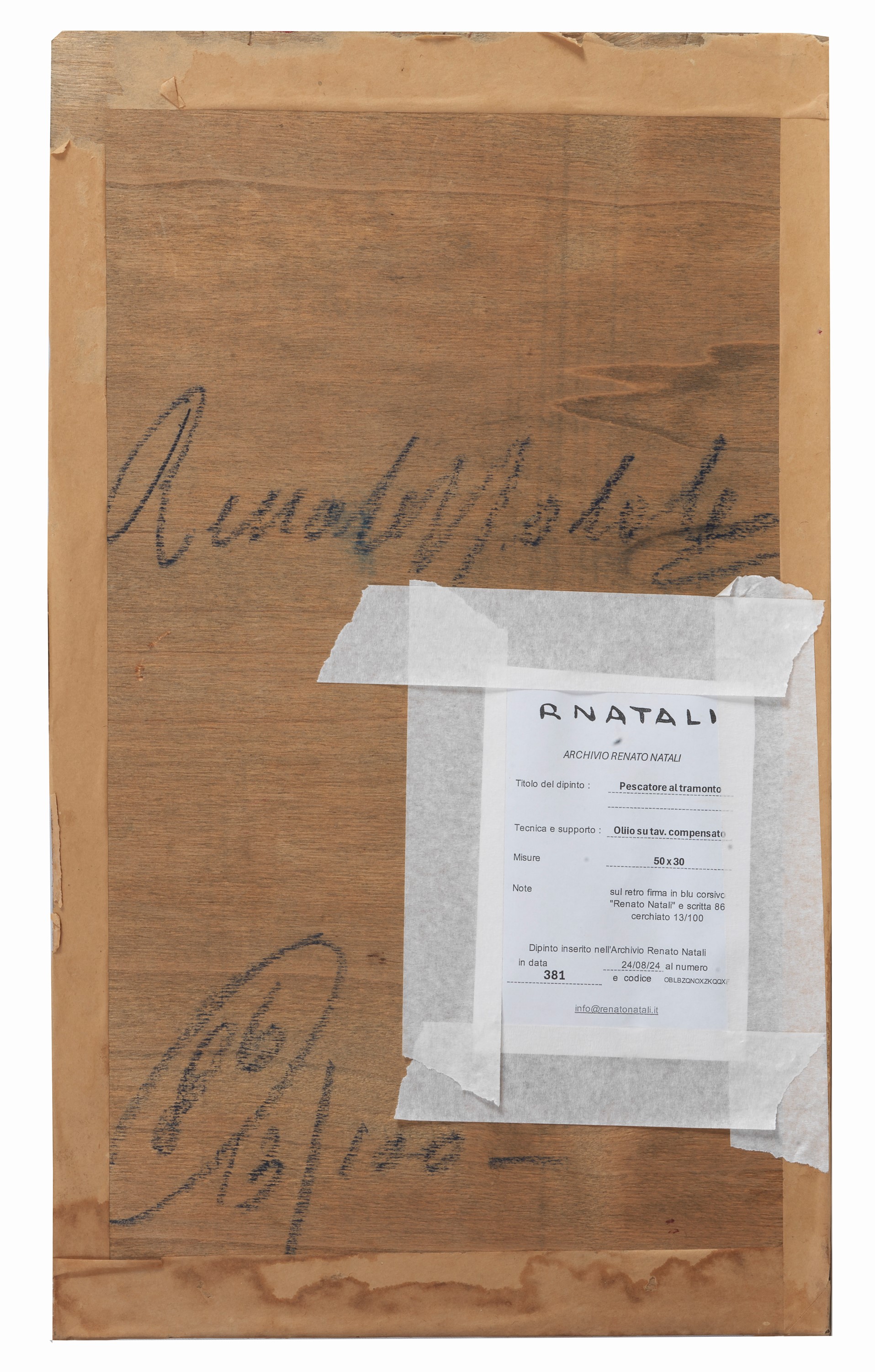 Firmato. "Pescatore al tramonto", dipinto ad olio su compensato. Il dipinto è inserito nell'archi...