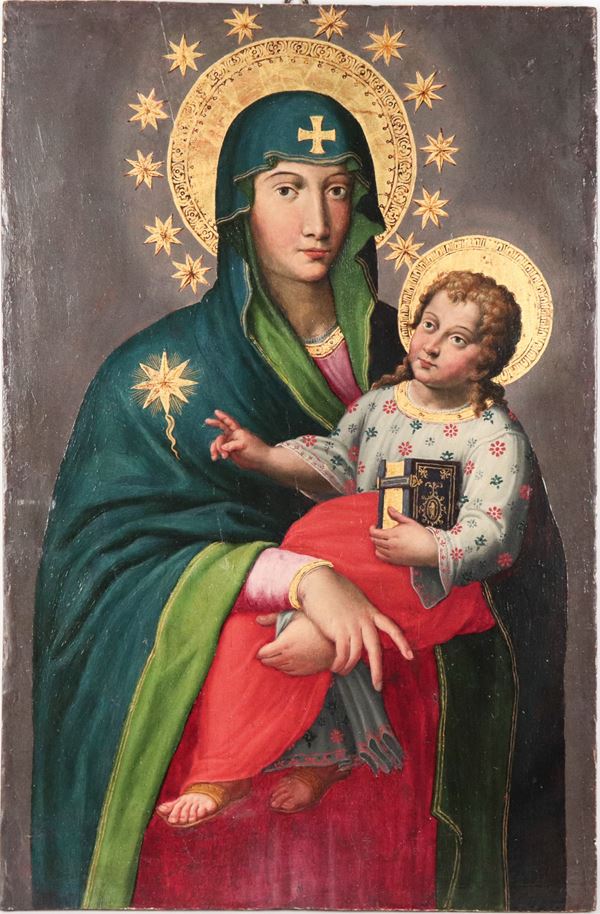 Scuola Italiana Fine XIX Secolo - &quot;Madonna with Child&quot;, oil painting on panel