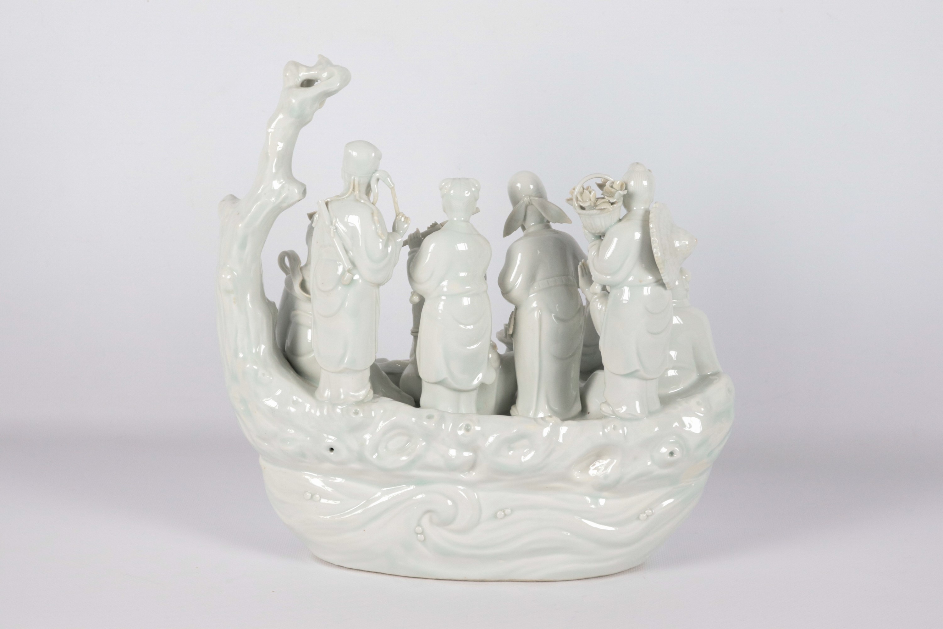 Antico gruppo cinese in porcellana Blanc de Chine con personaggi orientali, Cina Inizio XX Secolo