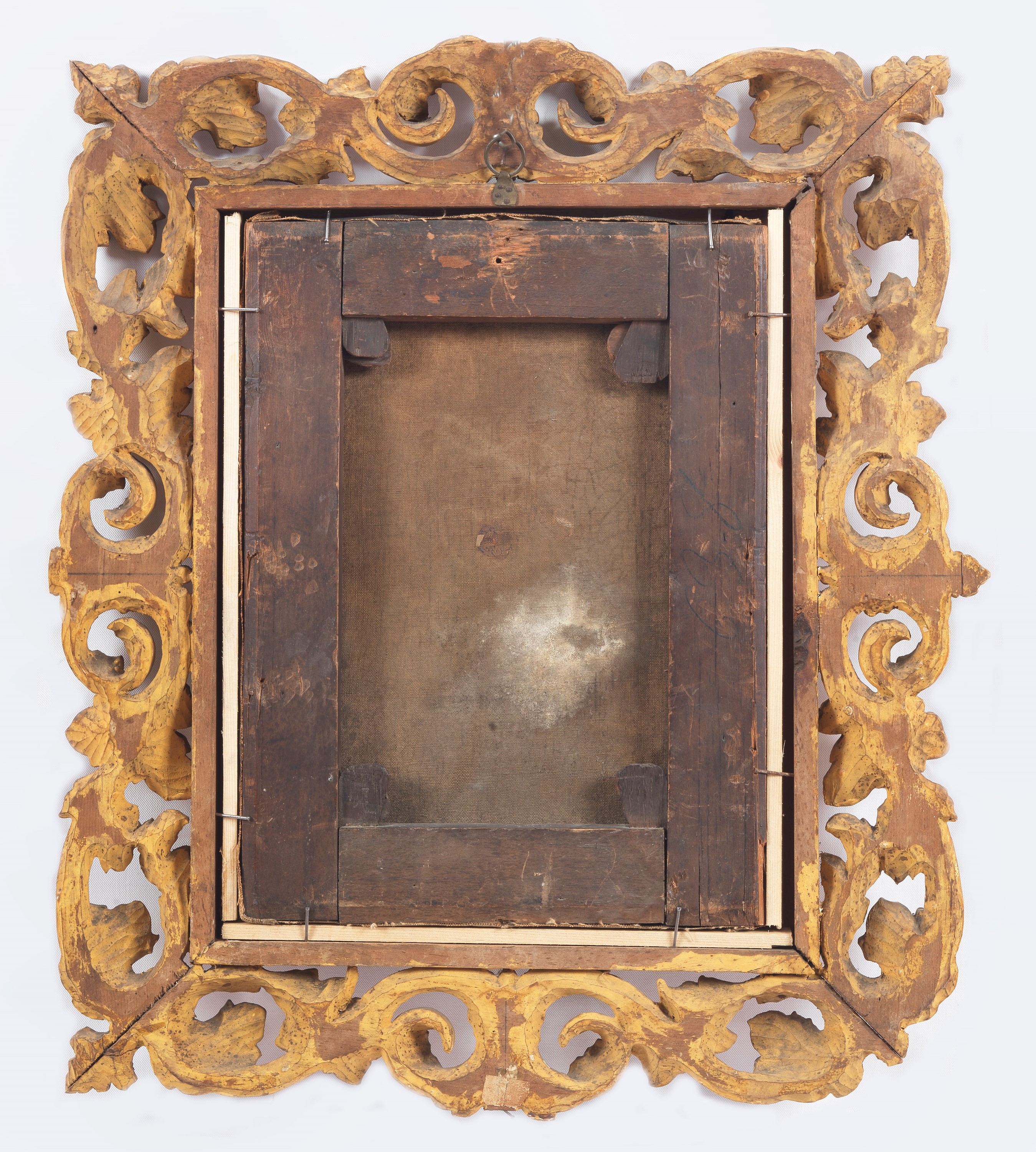 "Frate con popolani che chiedono offerte sul sagrato della chiesa", dipinto ad olio su tela in an...