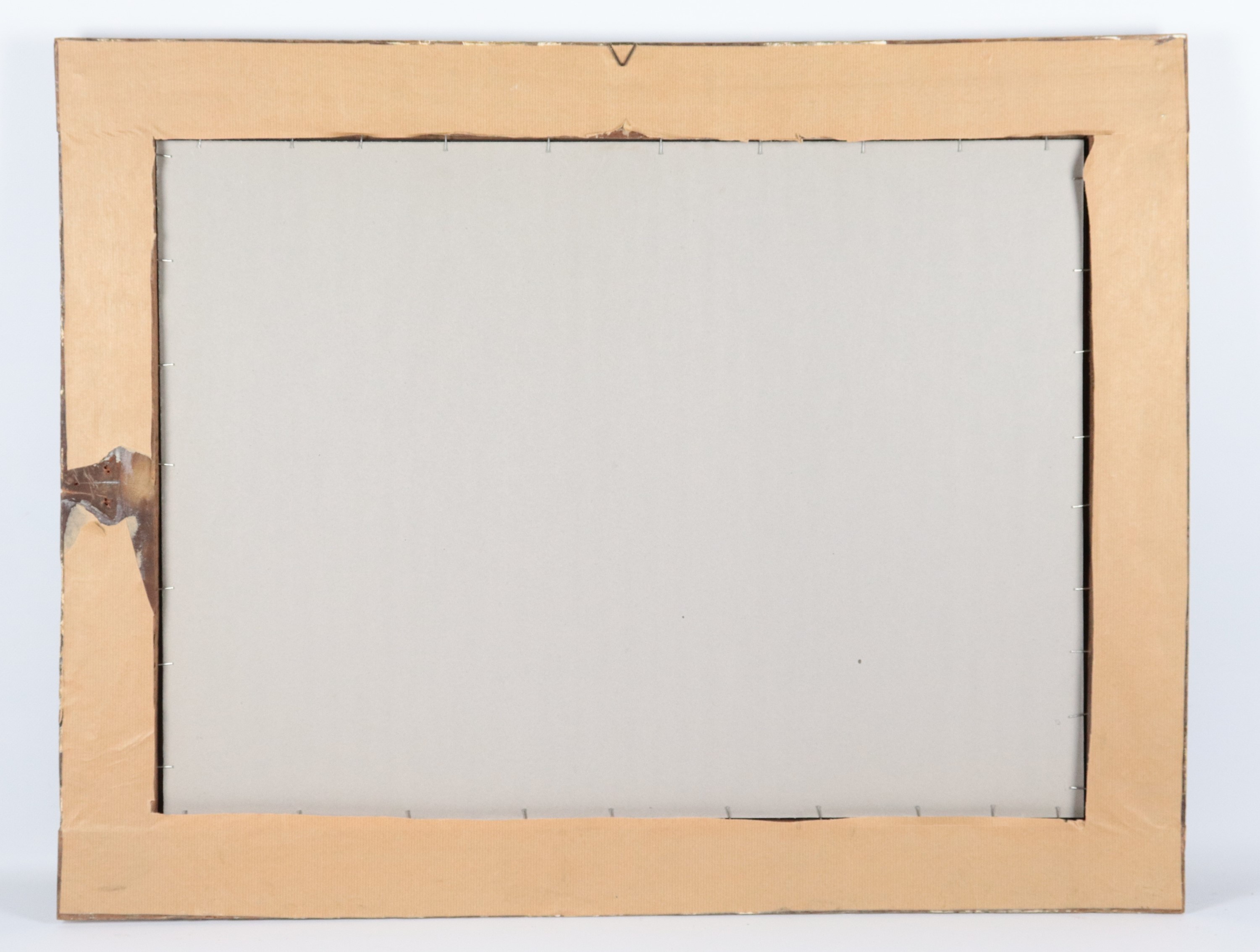 "Veduta di Napoli con Capodimonte", luminosa gouache napoletana in cornice in legno ebanizzato co...