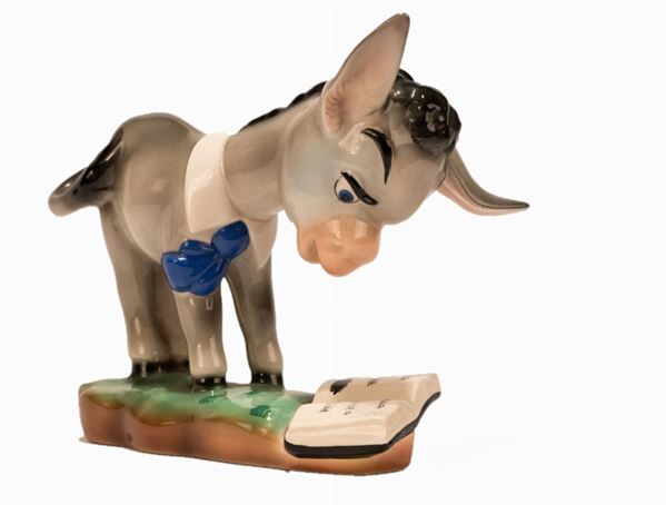 Small Lenci Sculpture &quot;Little donkey reading&quot;
