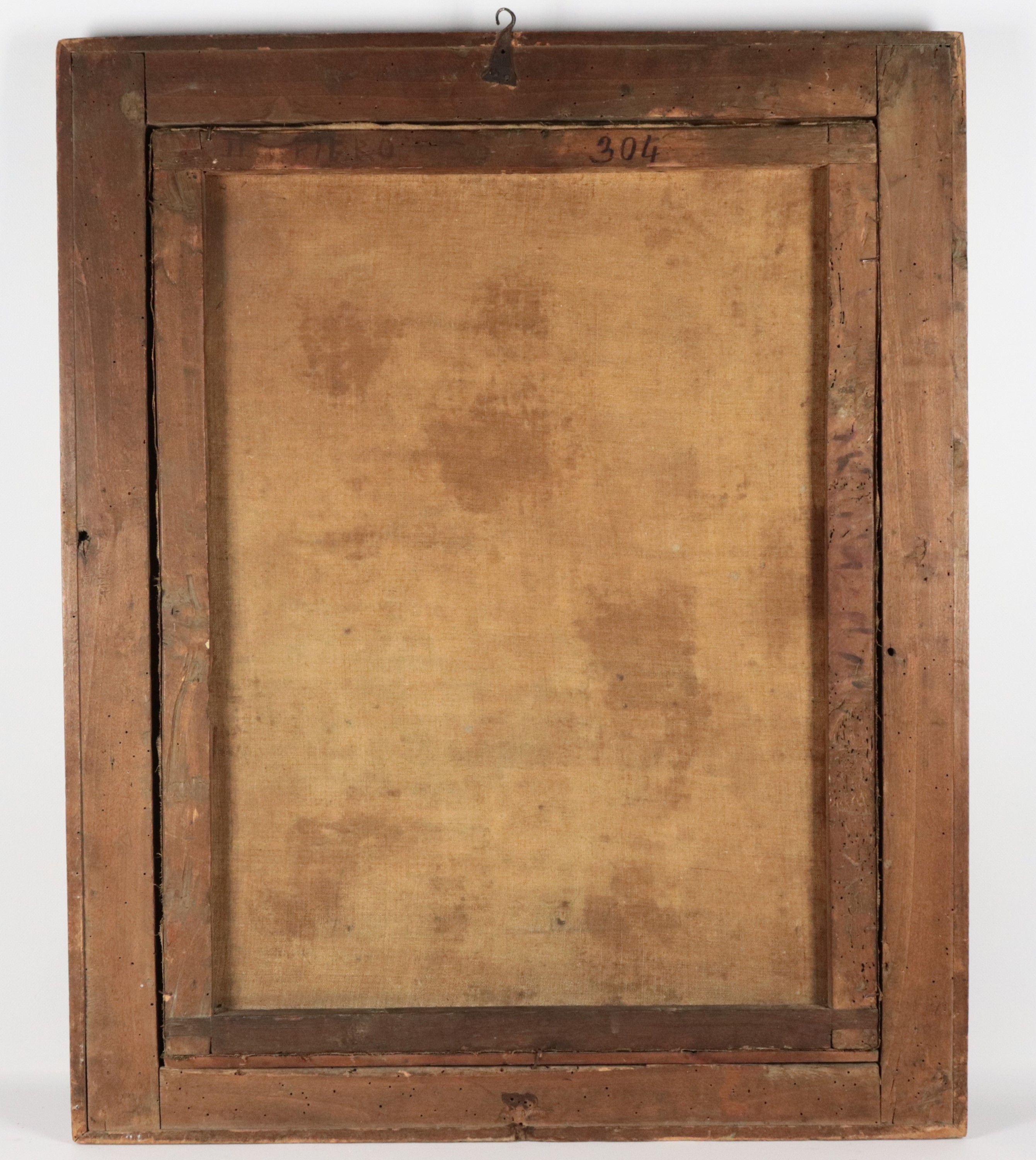 "Ritratto di nobildonna con rosa e orecchino", dipinto ad olio su tela in antica cornice in legno...