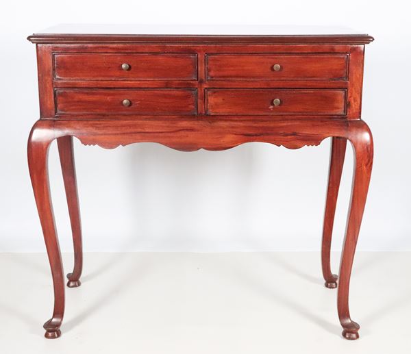 Mahogany cutlery cabinet with four drawers and curved legs