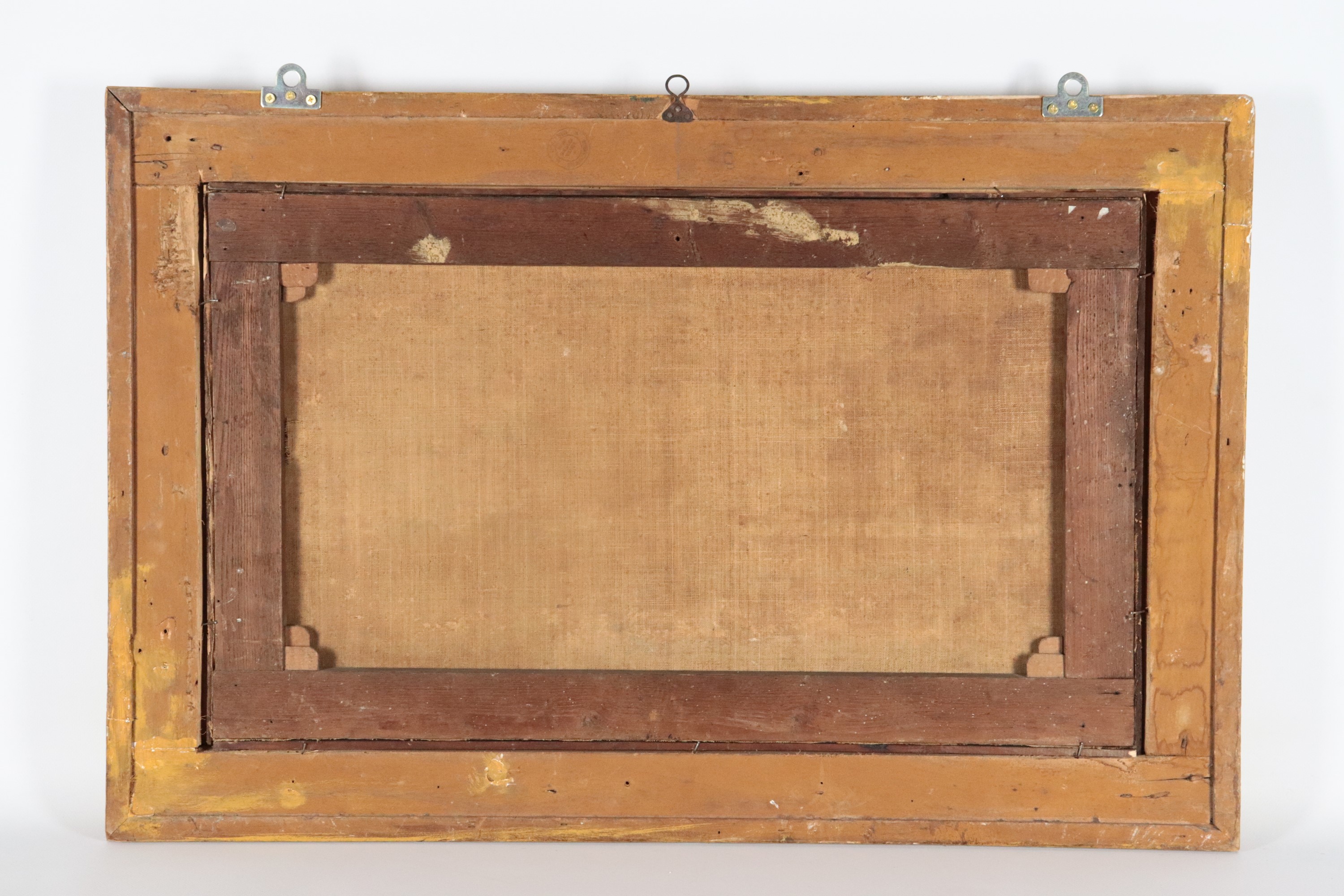 "Veduta del Campidoglio con personaggi", pregevole dipinto ad olio su tela in cornice in legno do...