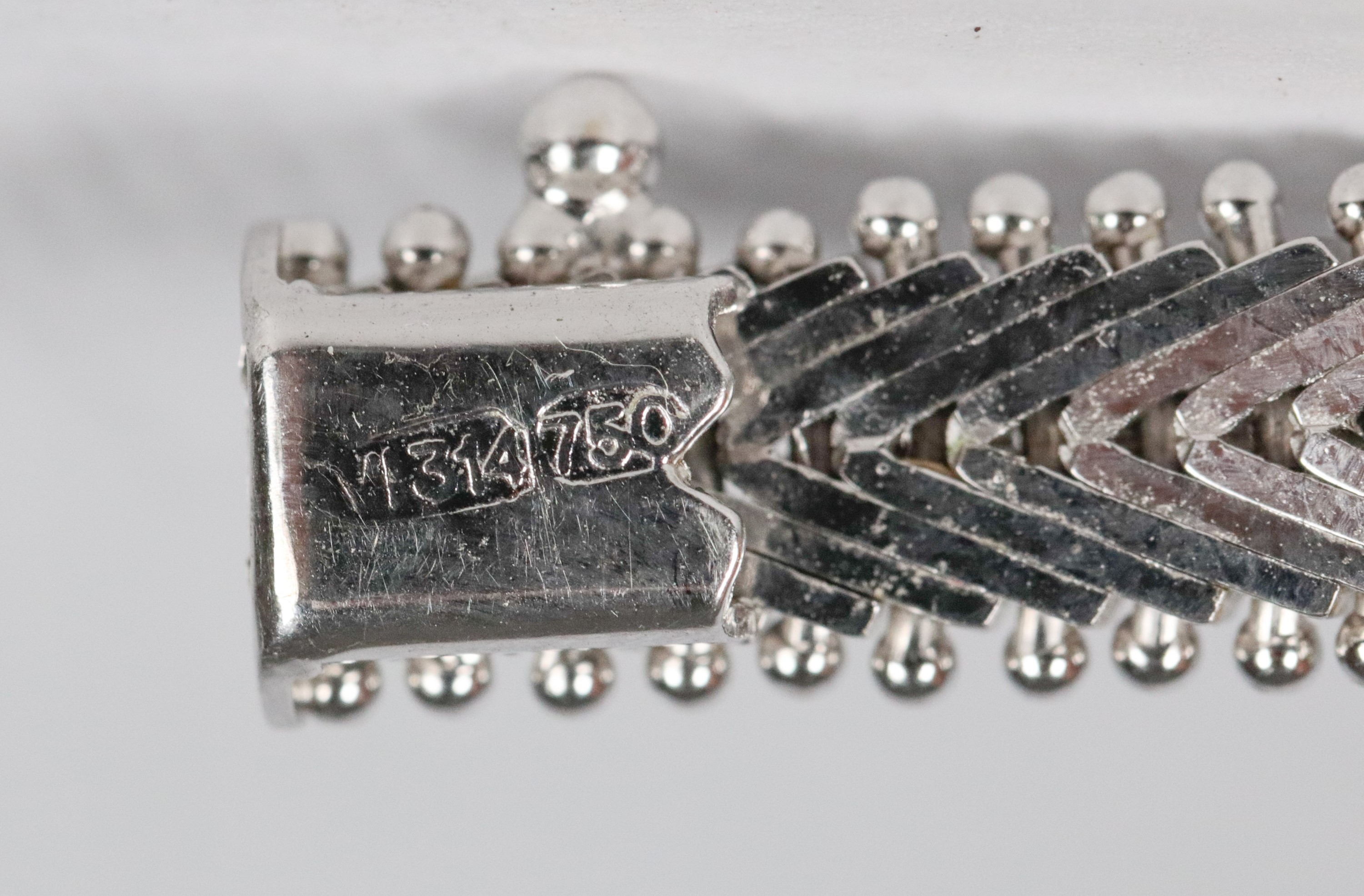 Bracciale in oro bianco 18kt con piccole pietre rosa, gr. 33,5