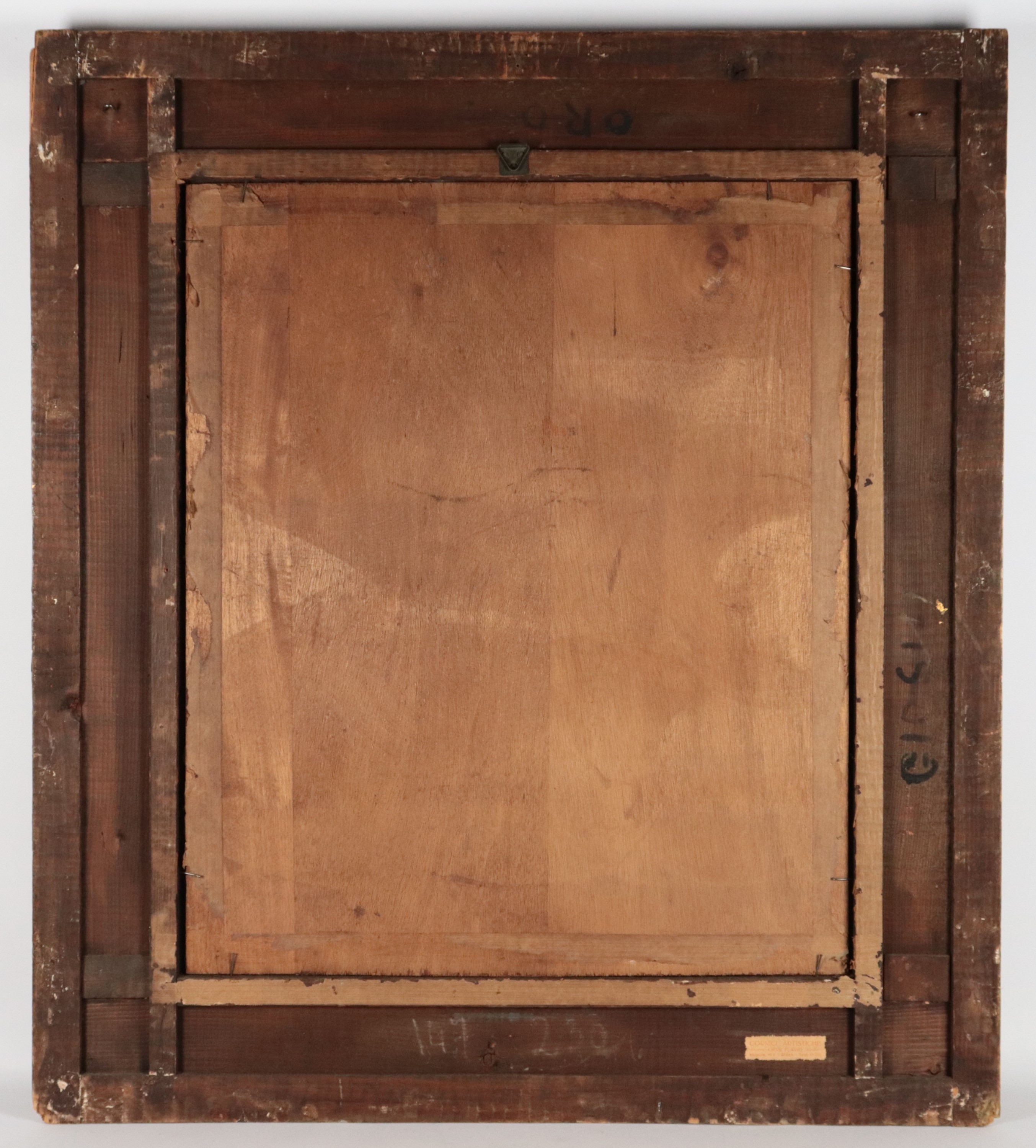 Firmato. "Ritratto di giovane nobildonna", dipinto ad olio su compensato in cornice in legno dora...