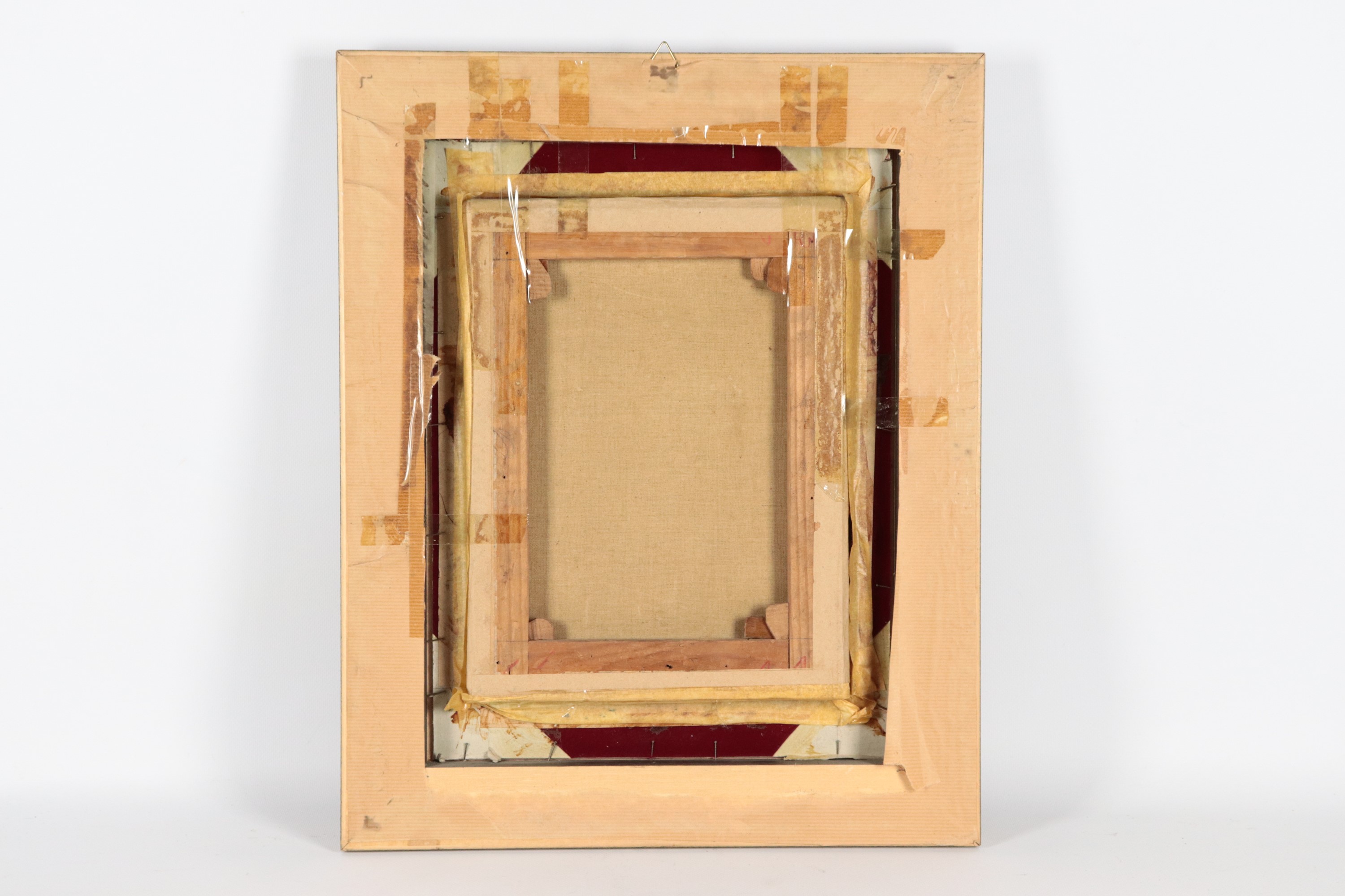 "Madonna", piccolo dipinto ad olio su tela in cornice dorata ed ebanizzata