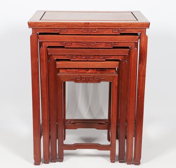 Nest of four Chinese rosewood tables