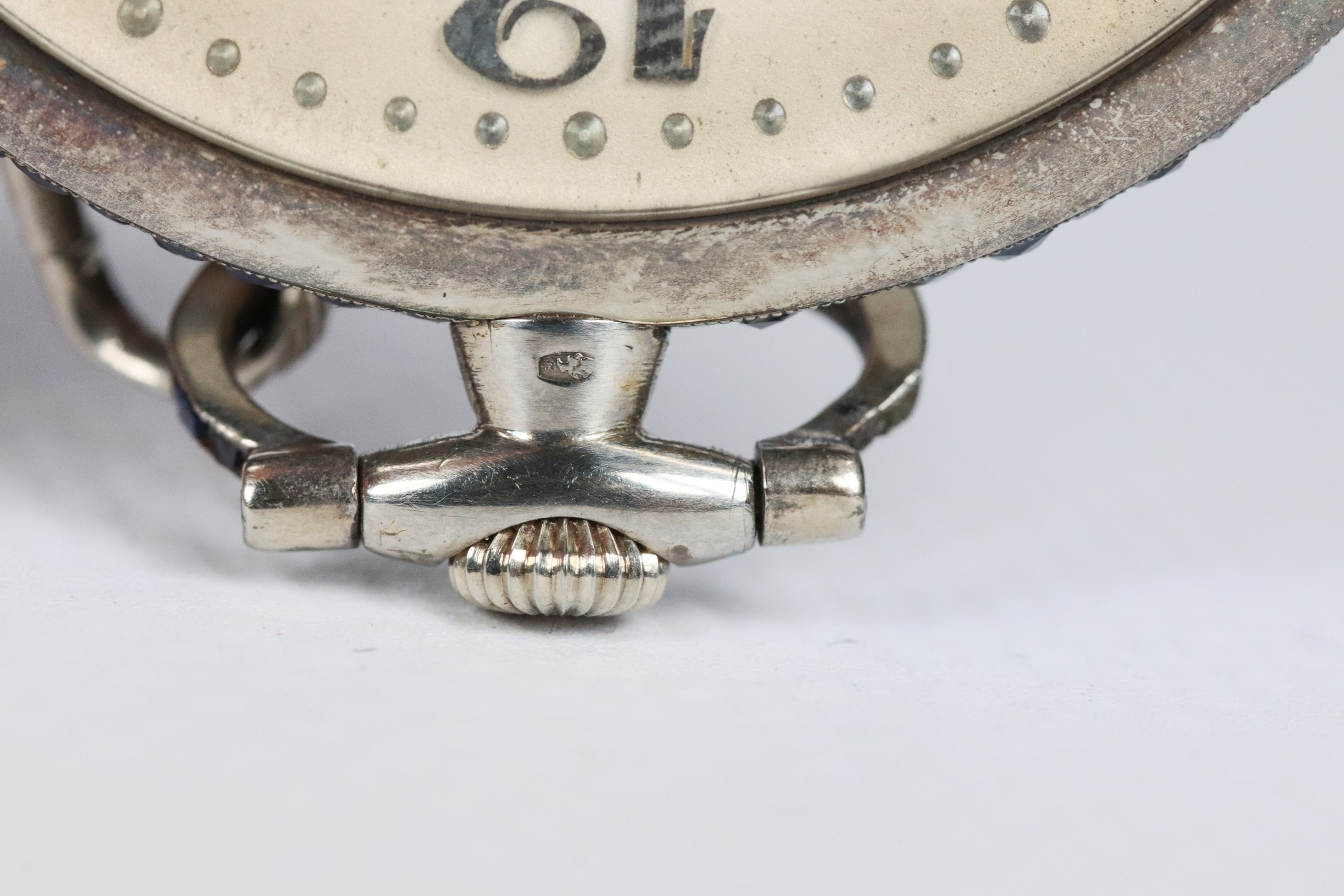 Orologio da tasca Haas Neveux & Gie - Geneve, con catena a maglia in oro bianco 18kt e tre piccol...