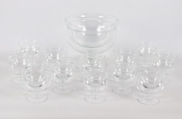 Crystal caviar set: one large bowl and twelve small bowls (13 pcs.)