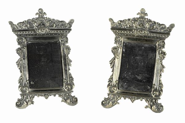 Pair of Roman Cartaglorie in silvered bronze