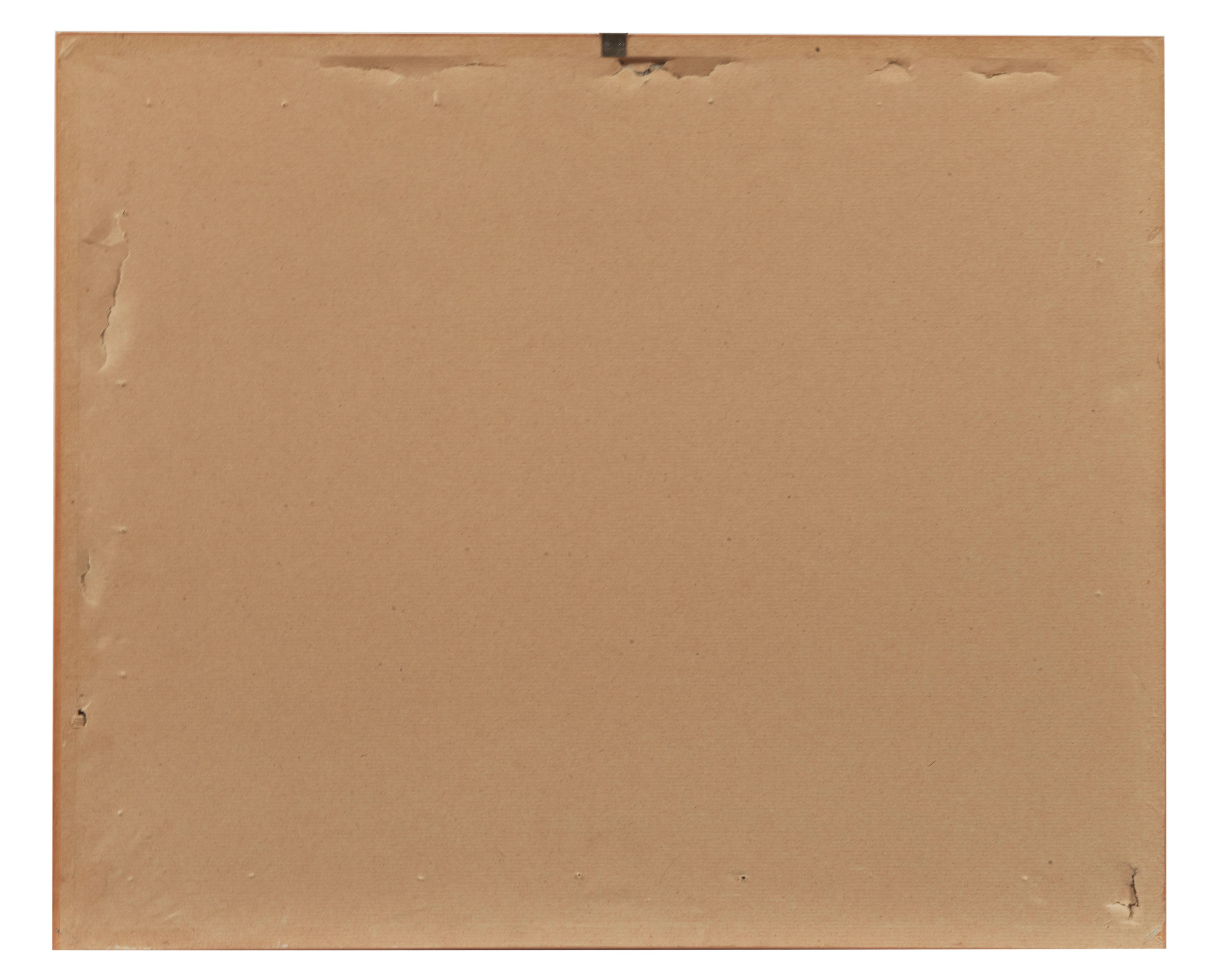 Firmato e datato 1980. "Senza titolo", acquarello e tempera su carta, cornicetta in noce