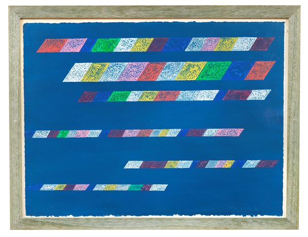 Piero Dorazio - Signed and dated 1995. &quot;Untitled&quot;, tempera on cardboard, pickled wooden frame. The painting is authenticated by Studio Piero Dorazio at numbers 312/195 and stamped on the back of the canvas