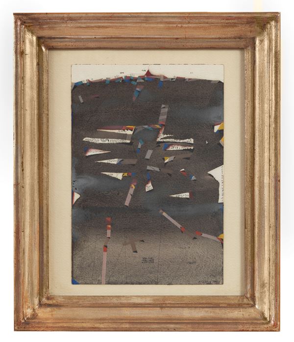 Assadour - Signed and dated 1982. &quot;Untitled&quot;, watercolor and tempera on cardboard, gilded wooden frame