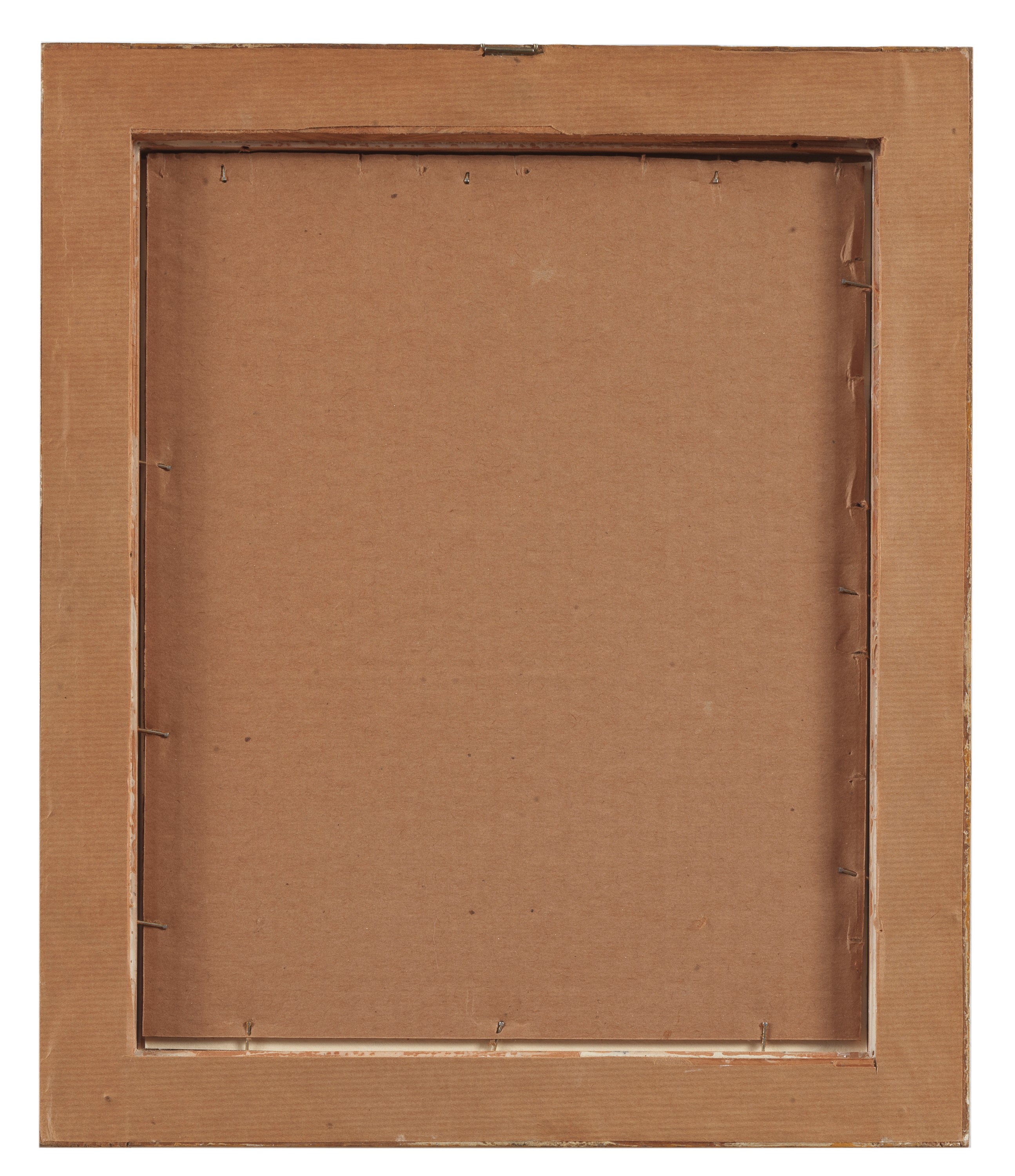 Firmato e datato 1982. "Senza titolo", acquarello e tempera su cartoncino, cornice in legno dorat...