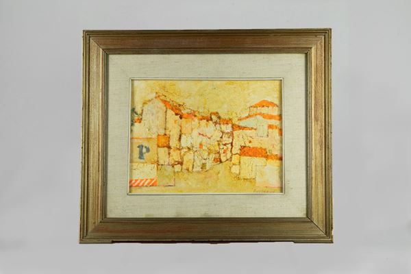 Pittore Italiano Arte Contemporanea - &quot;Scorcio di paese&quot;. Firmato