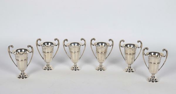 Lot of six models of silver cups. Fascio Period stamp, gr. 200