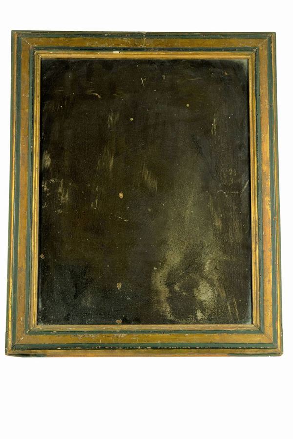 Specchiera in legno dorato e laccato verde